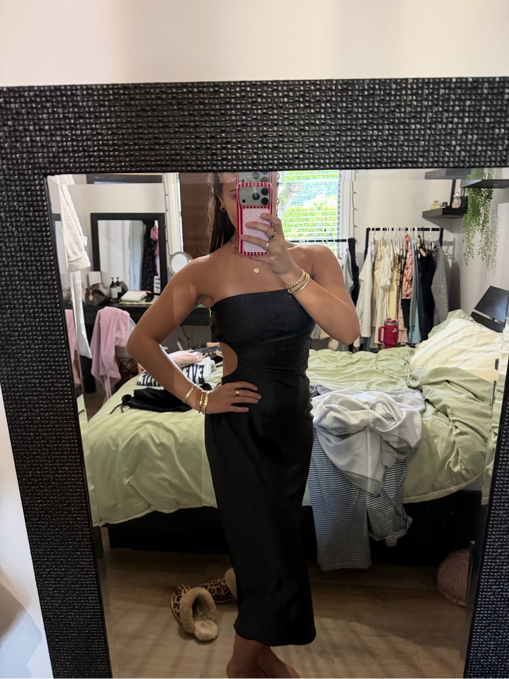 RUNAWAY the label black satin midi dress - Picture 2 of 3